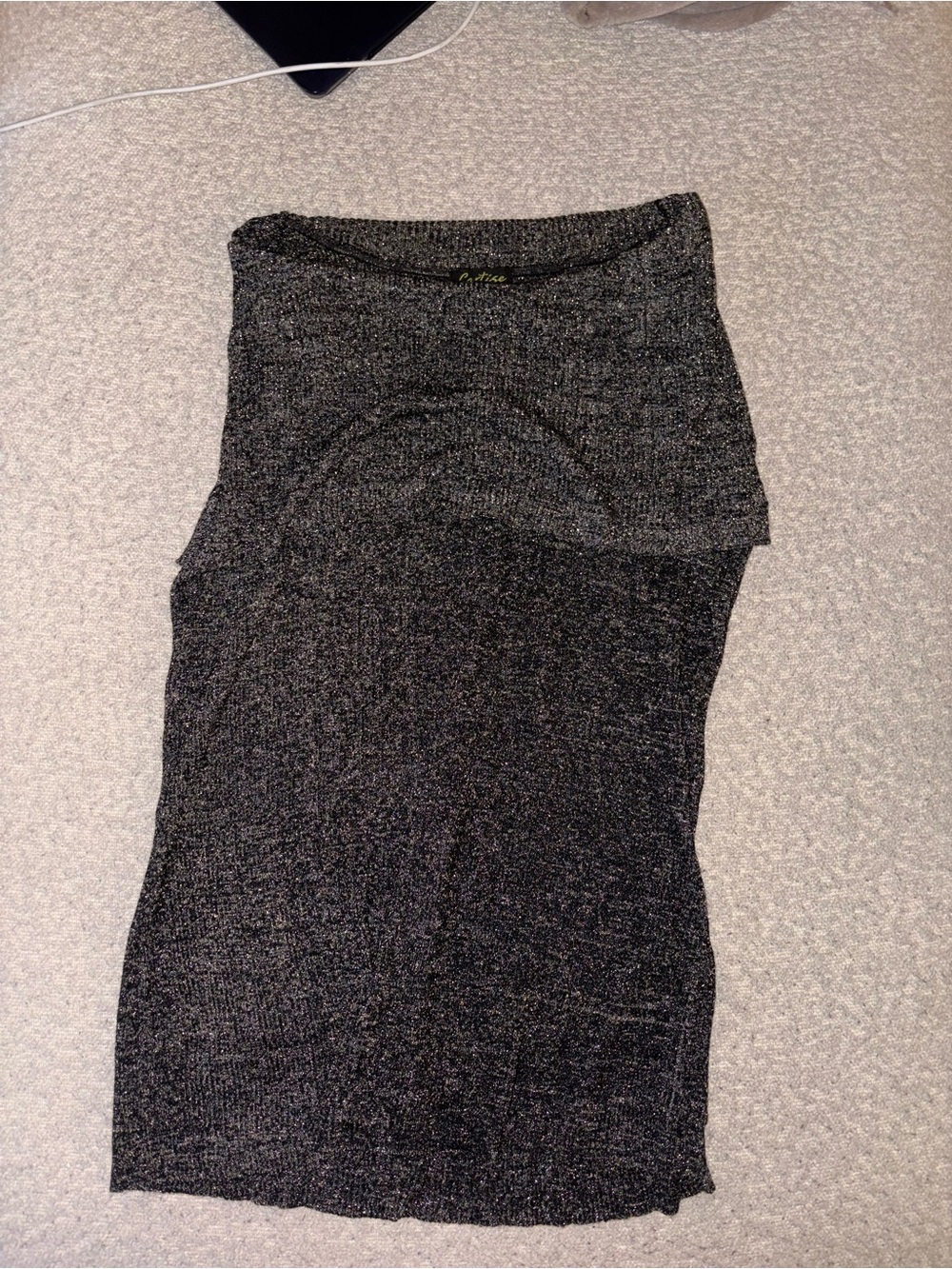 Women's Fold-Over Waist Knit Top - Charcoal